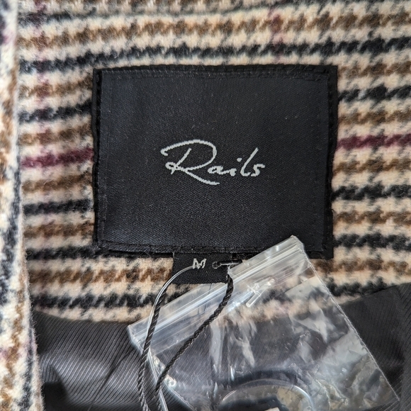 Rails Jagger Houndstooth Plaid Button Front Blazer, Pockets, Fringe Detail sz M - Picture 10 of 15